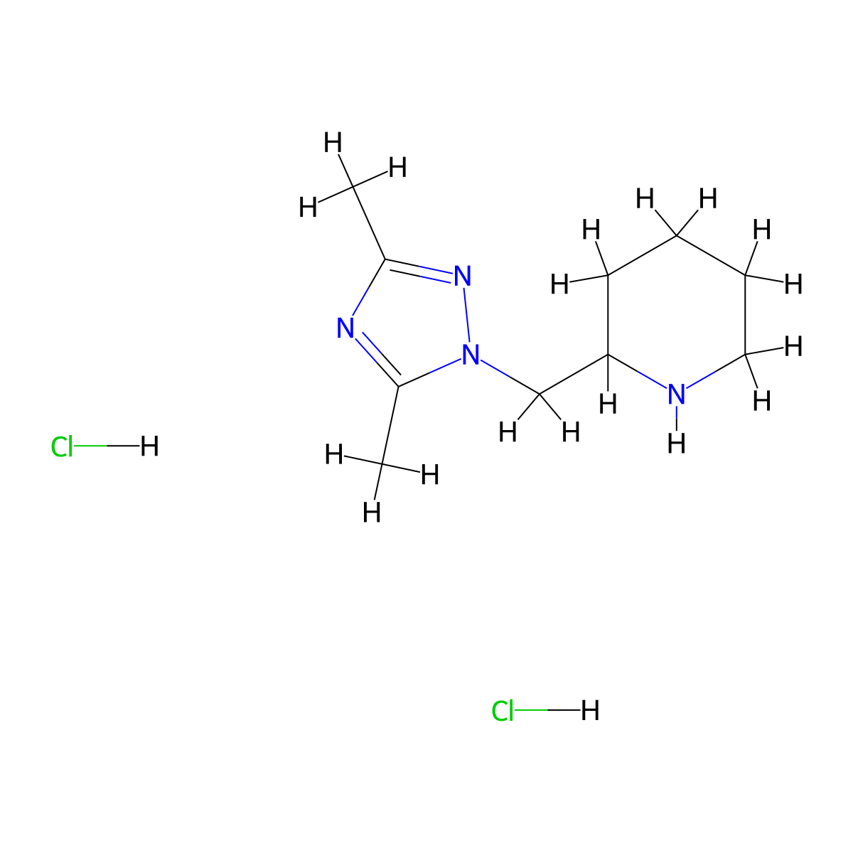2-[(dimethyl-1H-1,2,4-triazol-1-yl)methyl]piperidinedihydrochloride molecular structure, CAS 2361636-51-1