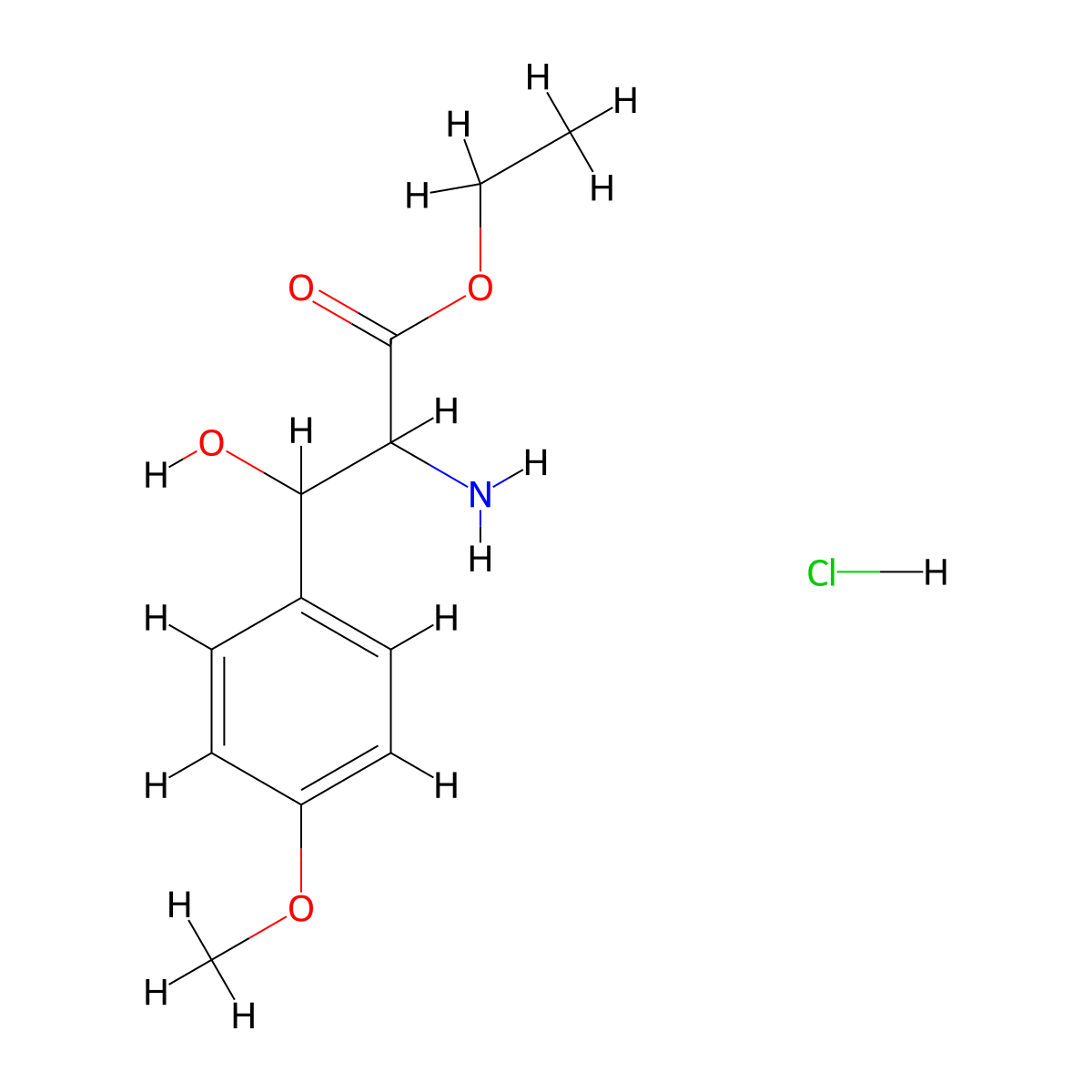 Ethyl 2-amino-3-hydroxy-3-(4-methoxyphenyl)propanoate hydrochloride molecular structure, CAS 2361636-60-2
