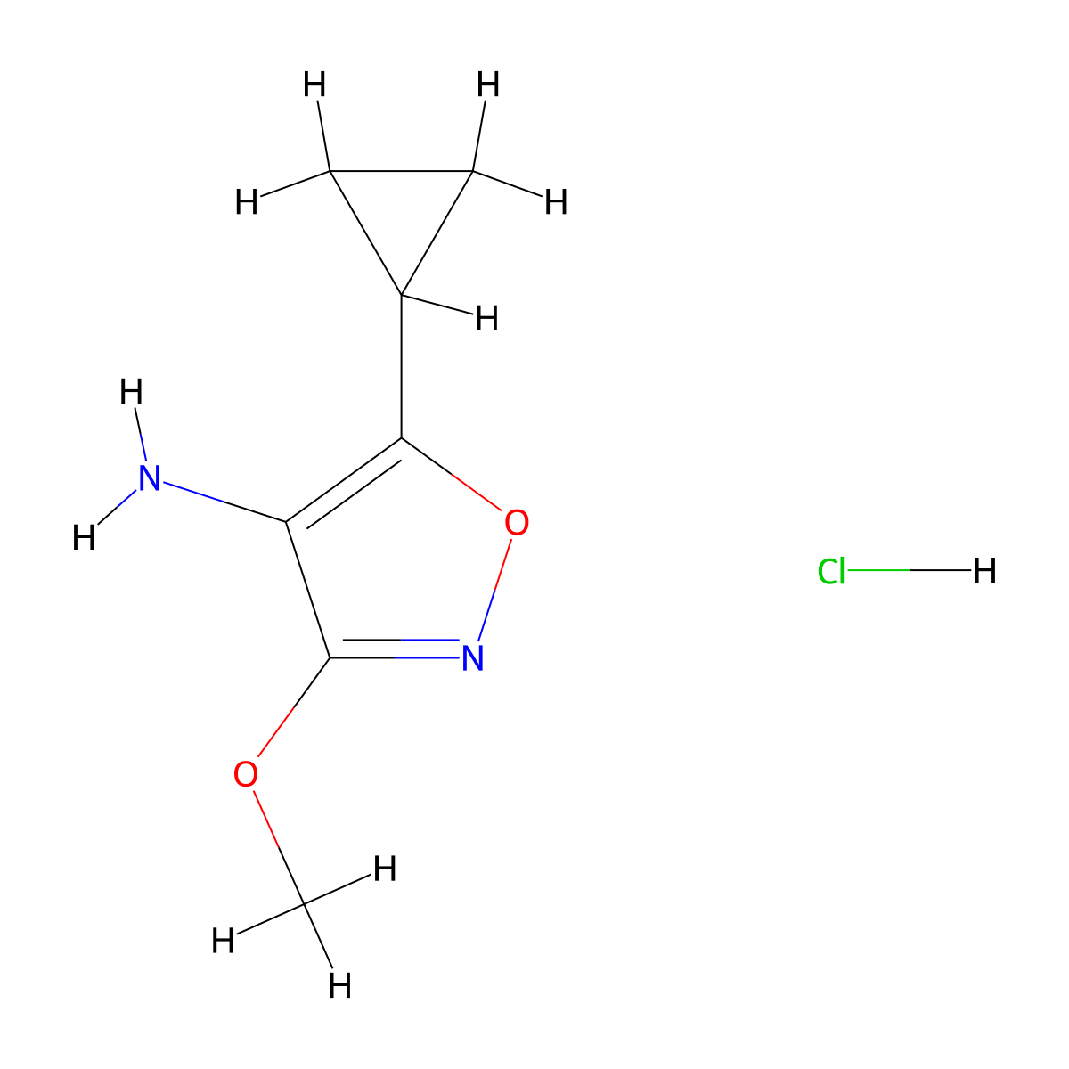5-Cyclopropyl-3-methoxy-1,2-oxazol-4-amine hydrochloride molecular structure, CAS 2361636-62-4