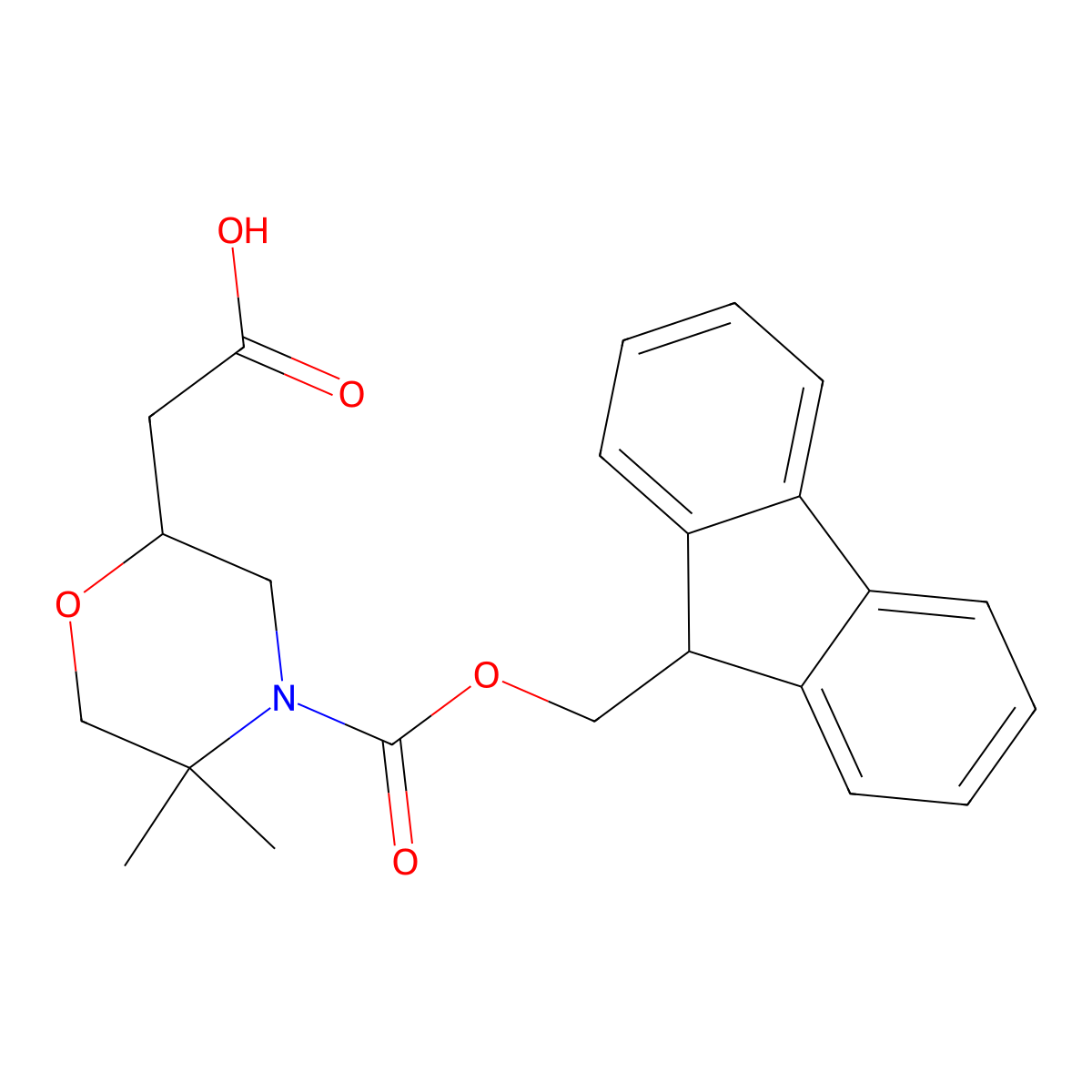2-(4-{[(9H-fluoren-9-yl)methoxy]carbonyl}-5,5-dimethylmorpholin-2-yl)aceticacid molecular structure, CAS 2361636-65-7