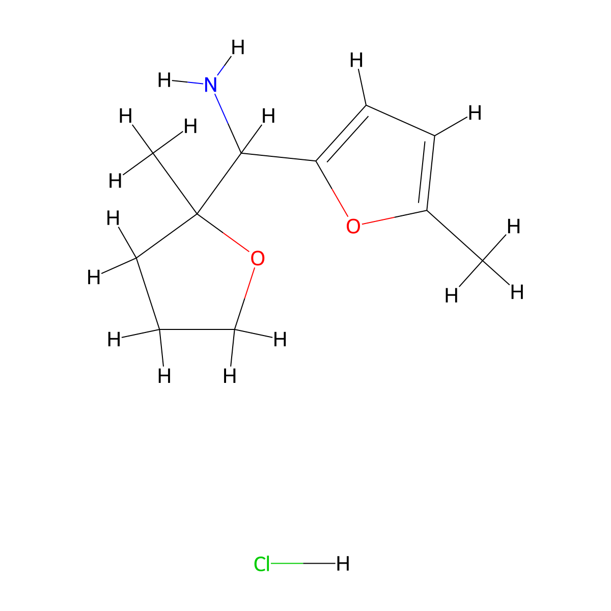 (5-Methylfuran-2-yl)(2-methyloxolan-2-yl)methanamine hydrochloride molecular structure, CAS 2361637-89-8