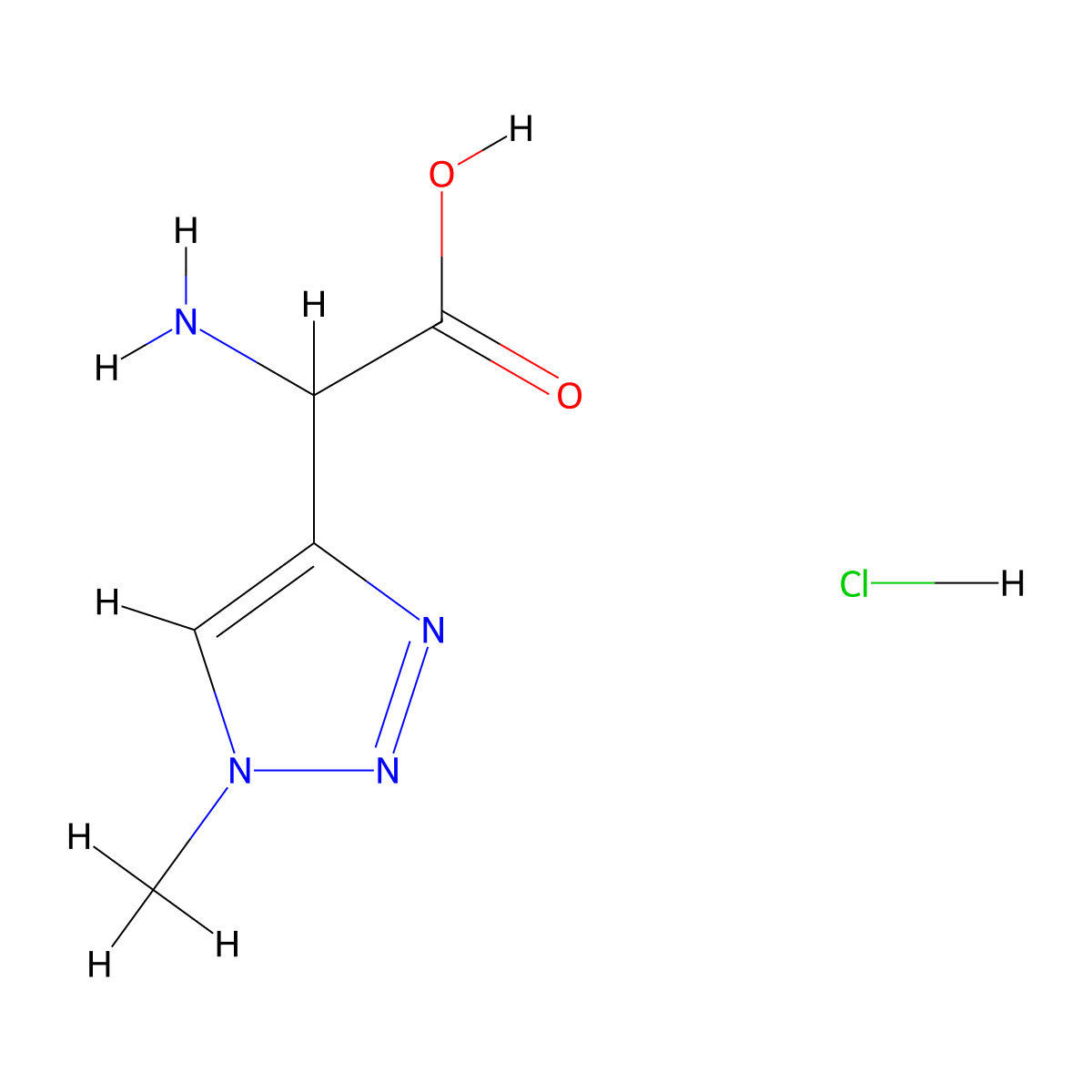 2-amino-2-(1-methyl-1H-1,2,3-triazol-4-yl)acetic acid hydrochloride molecular structure, CAS 2361638-28-8