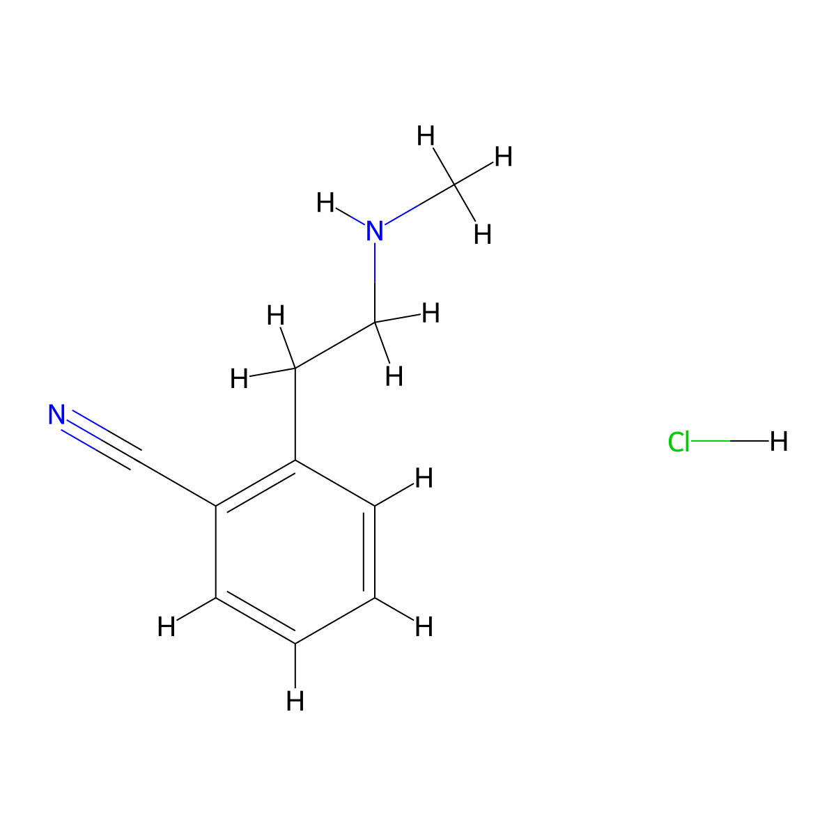 2-[2-(Methylamino)ethyl]benzonitrile hydrochloride molecular structure, CAS 2361639-15-6