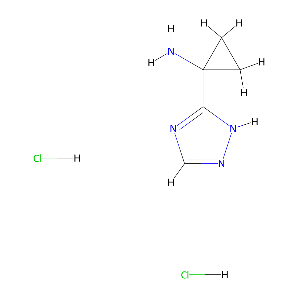 1-(4H-1,2,4-triazol-3-yl)cyclopropan-1-amine dihydrochloride molecular structure, CAS 2361639-22-5