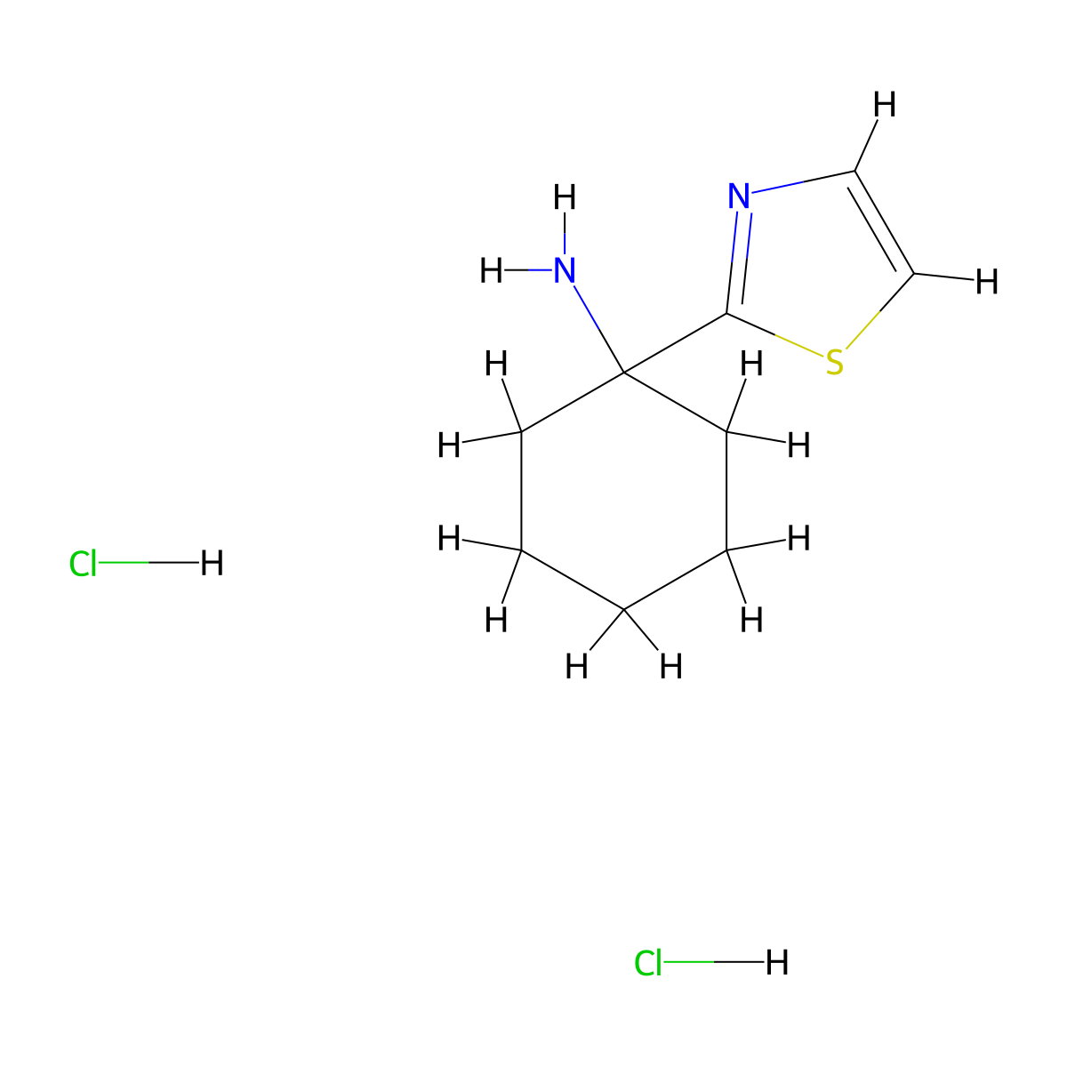 1-(1,3-Thiazol-2-yl)cyclohexan-1-amine dihydrochloride molecular structure, CAS 2361639-40-7