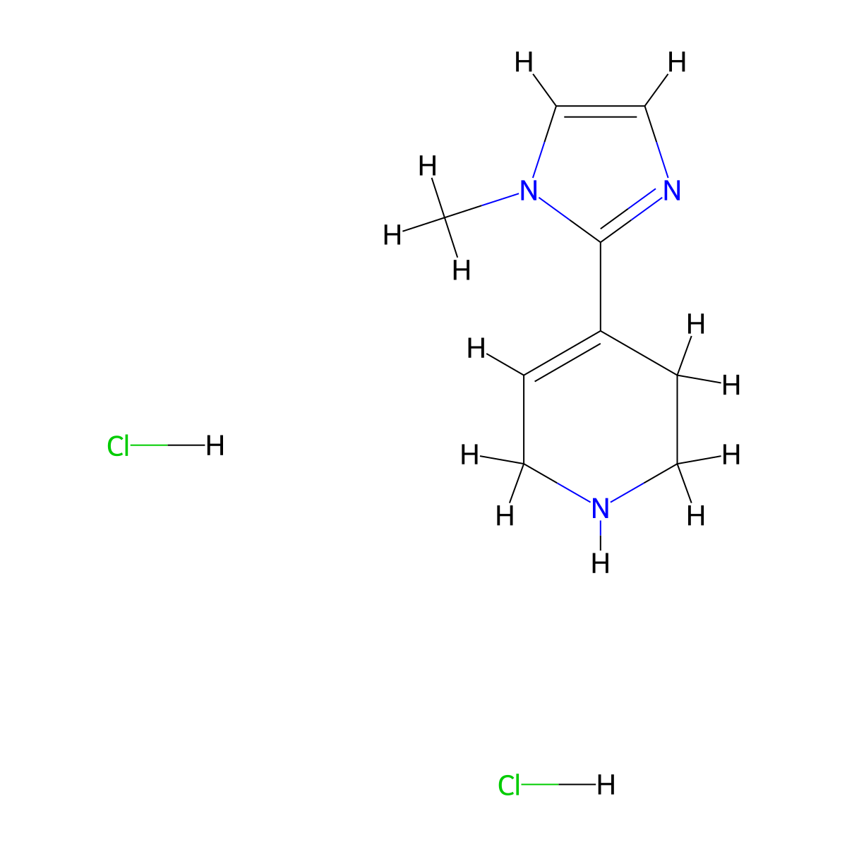 4-(1-Methyl-1h-imidazol-2-yl)-1,2,3,6-tetrahydropyridine dihydrochloride molecular structure, CAS 2361639-50-9