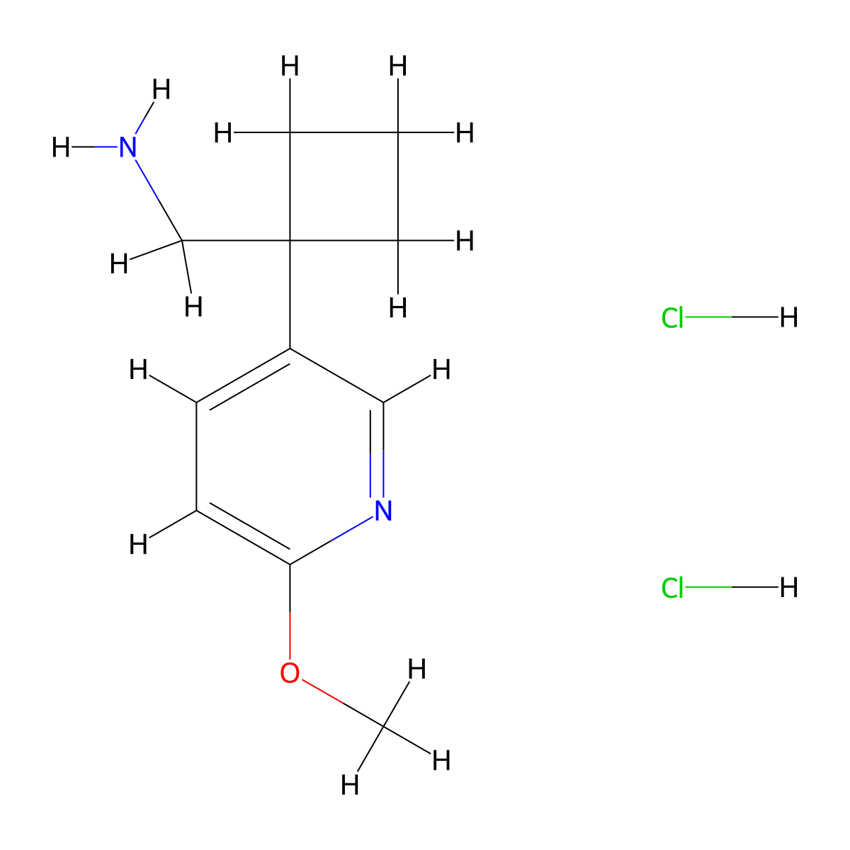 [1-(6-Methoxypyridin-3-yl)cyclobutyl]methanamine dihydrochloride molecular structure, CAS 2361640-35-7