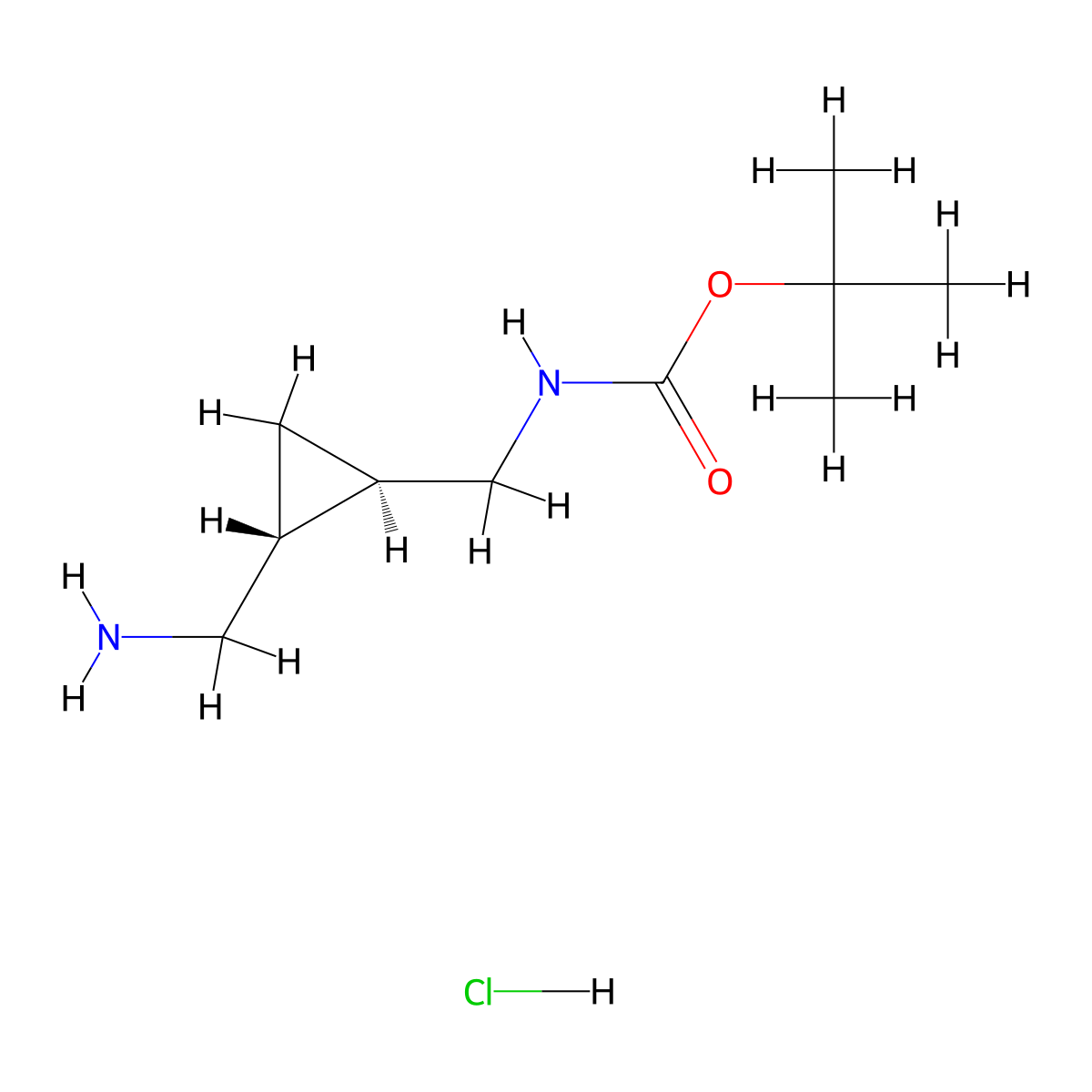 rac-tert-butylN-{[(1R,2R)-2-(aminomethyl)cyclopropyl]methyl}carbamatehydrochloride molecular structure, CAS 2361640-52-8