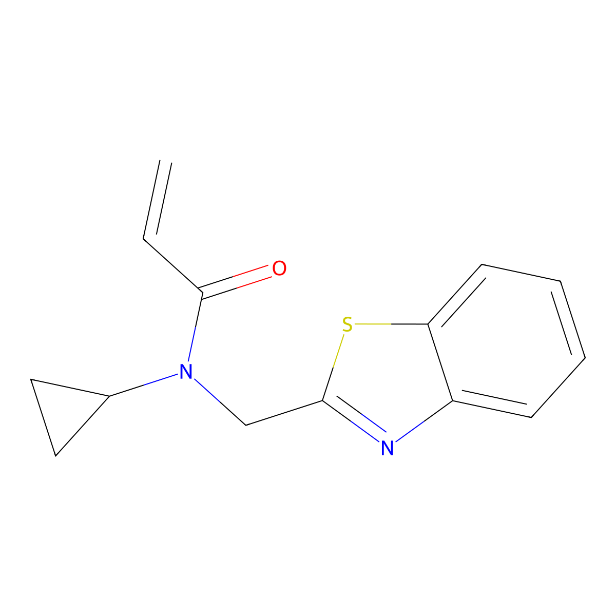 N-[(1,3-benzothiazol-2-yl)methyl]-N-cyclopropylprop-2-enamide molecular structure, CAS 2361642-40-0