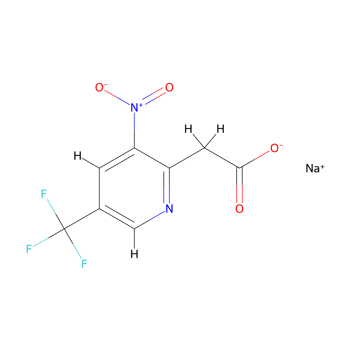Sodium2-[3-nitro-5-(trifluoromethyl)pyridin-2-yl]acetate molecular structure, CAS 2361643-47-0
