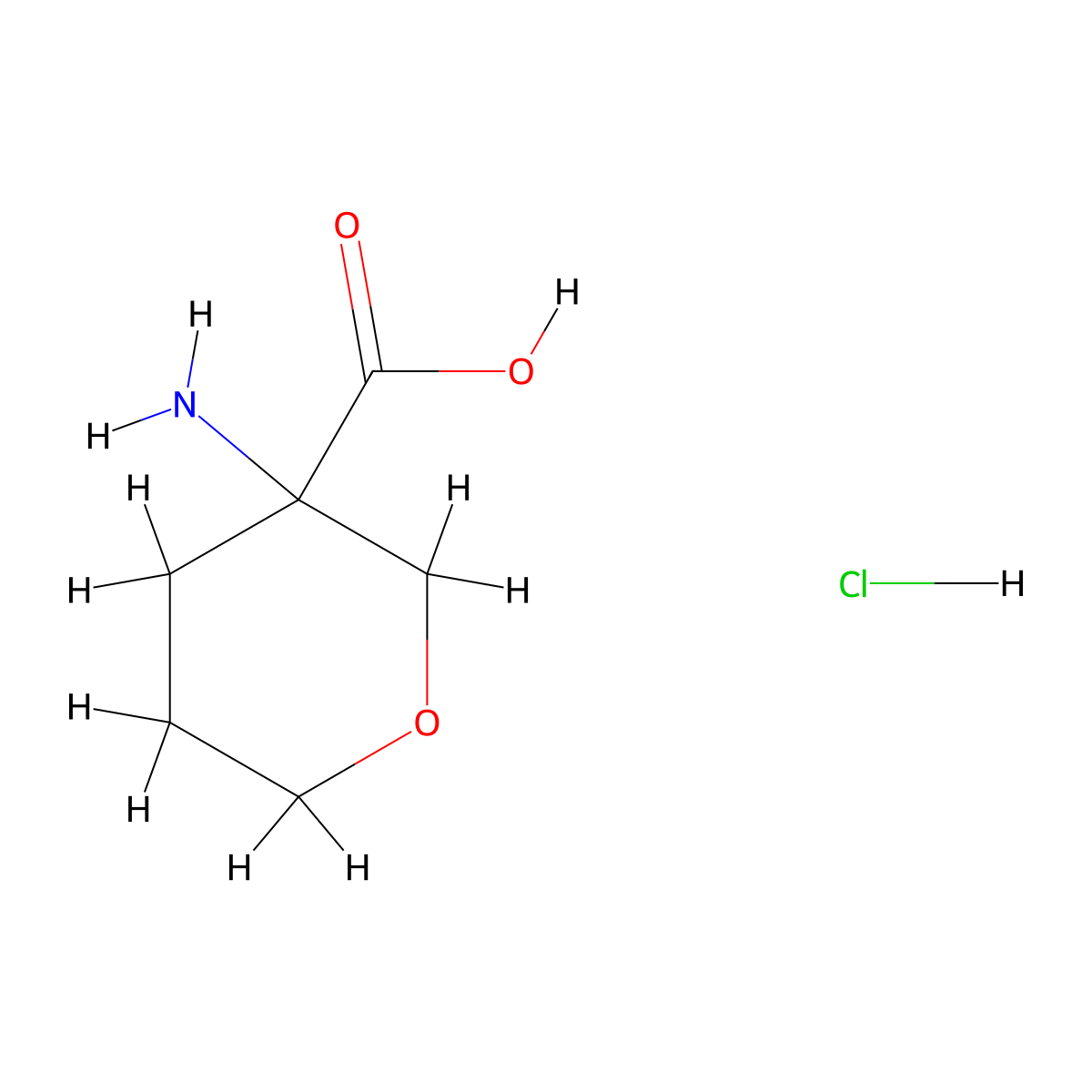 3-aminotetrahydro-2H-Pyran-3-carboxylic acid hydrochloride molecular structure, CAS 2361643-50-5