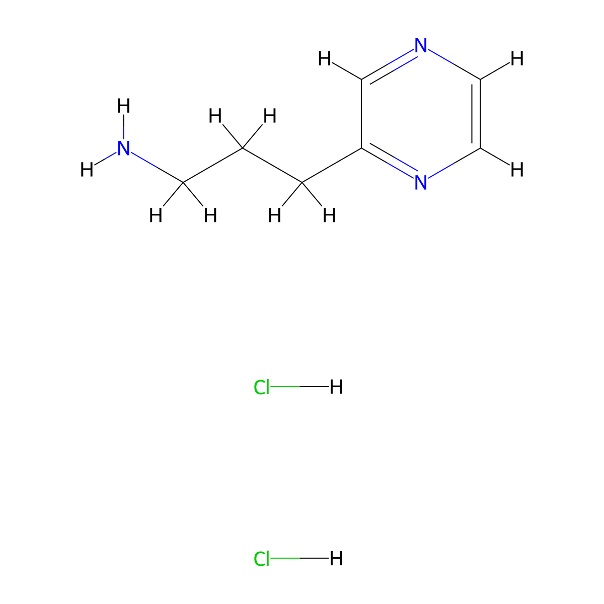 3-(Pyrazin-2-yl)propan-1-amine dihydrochloride molecular structure, CAS 2361643-53-8