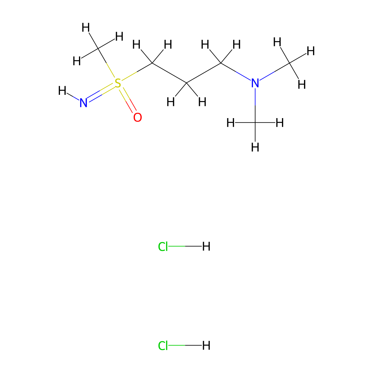 [3-(Dimethylamino)propyl](imino)methyl-lambda6-sulfanone dihydrochloride molecular structure, CAS 2361643-60-7