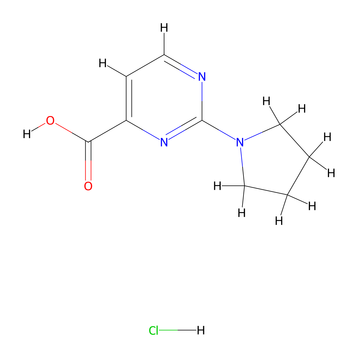 2-(Pyrrolidin-1-yl)pyrimidine-4-carboxylic acid hydrochloride molecular structure, CAS 2361643-61-8