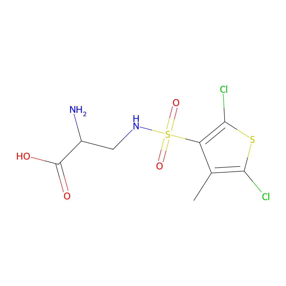 2-Amino-3-(2,5-dichloro-4-methylthiophene-3-sulfonamido)propanoic acid molecular structure, CAS 2361643-68-5