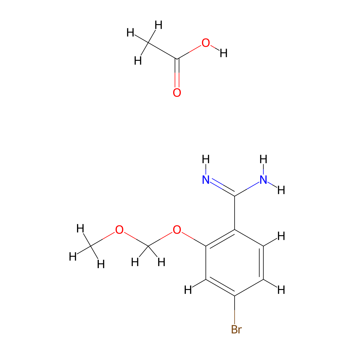 4-Bromo-2-(methoxymethoxy)benzene-1-carboximidamide; acetic acid molecular structure, CAS 2361643-72-1