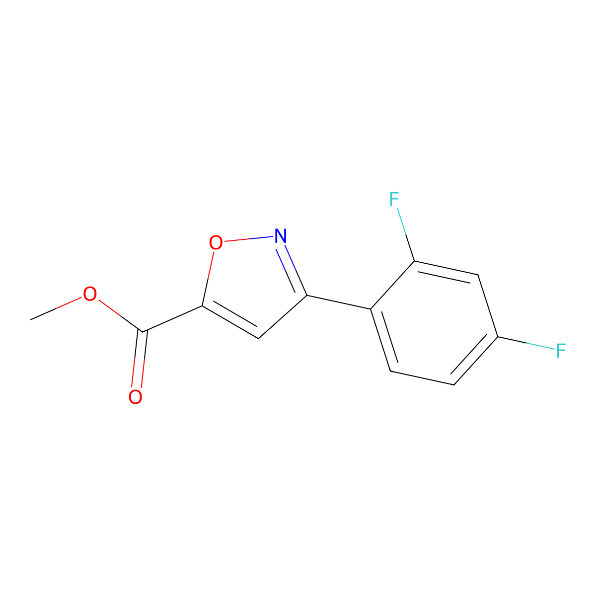 Methyl 3-(2,4-difluorophenyl)-1,2-oxazole-5-carboxylate molecular structure, CAS 2361643-73-2