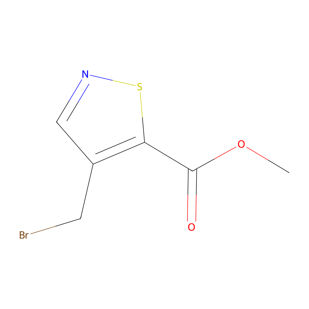 Methyl 4-(bromomethyl)-1,2-thiazole-5-carboxylate molecular structure, CAS 2361643-75-4
