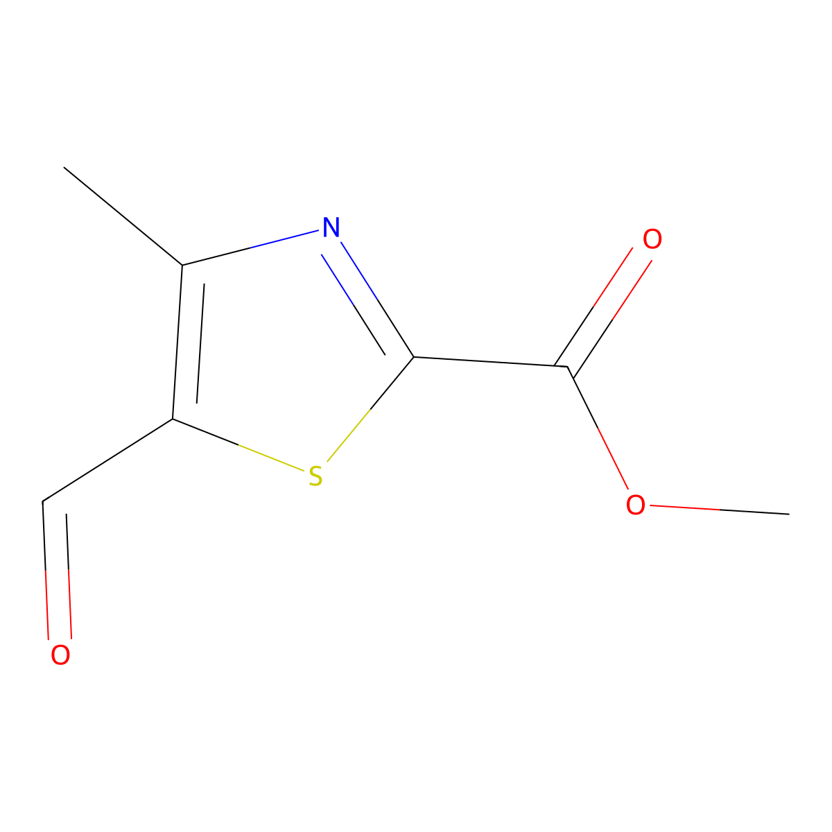 Methyl 5-formyl-4-methyl-1,3-thiazole-2-carboxylate molecular structure, CAS 2361643-83-4