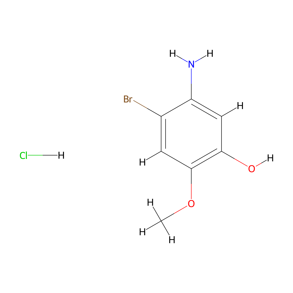 5-Amino-4-bromo-2-methoxyphenolhydrochloride molecular structure, CAS 2361643-85-6