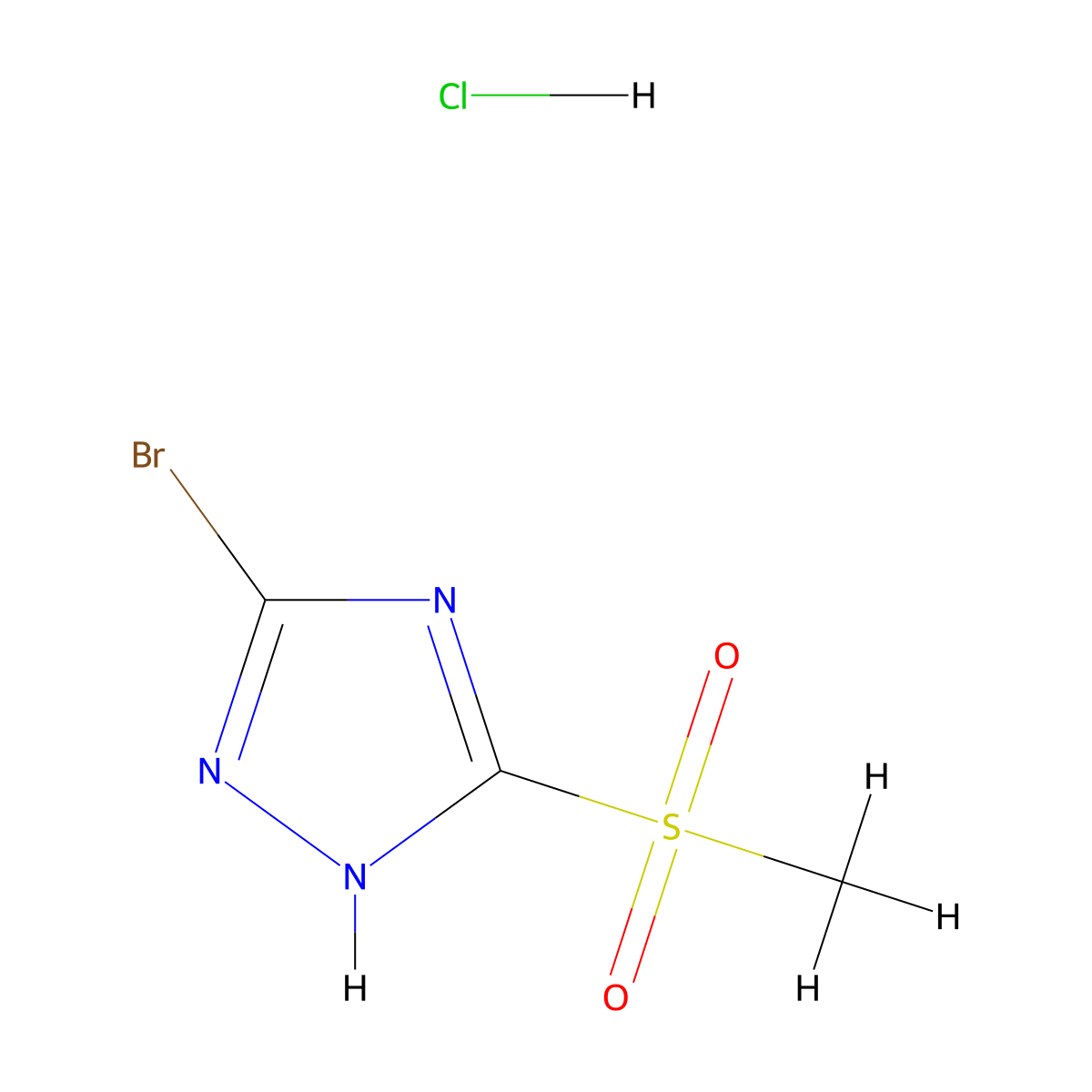5-bromo-3-methanesulfonyl-1H-1,2,4-triazole hydrochloride molecular structure, CAS 2361643-87-8