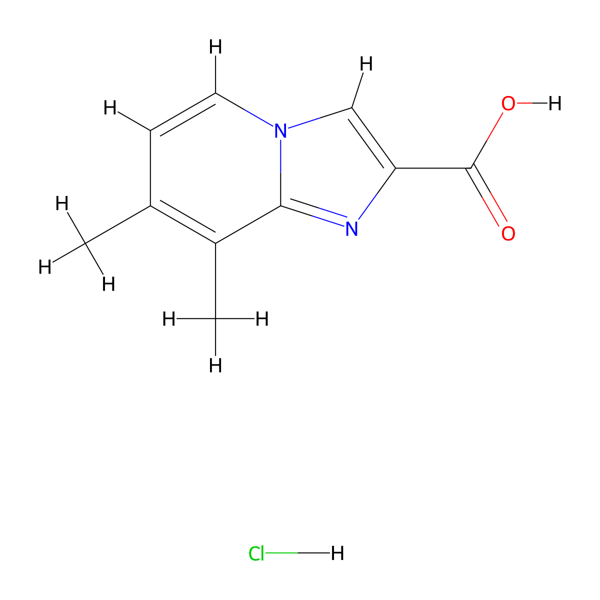 7,8-Dimethylimidazo(1,2-a)pyridine-2-carboxylic acid hydrochloride molecular structure, CAS 2361643-92-5