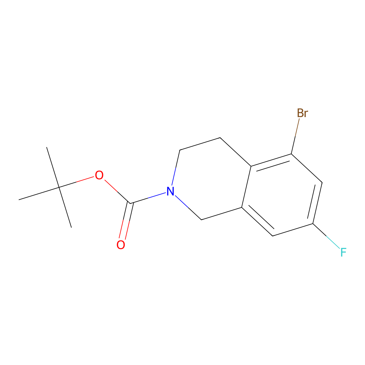 Tert-butyl 5-bromo-7-fluoro-1,2,3,4-tetrahydroisoquinoline-2-carboxylate molecular structure, CAS 2361643-95-8