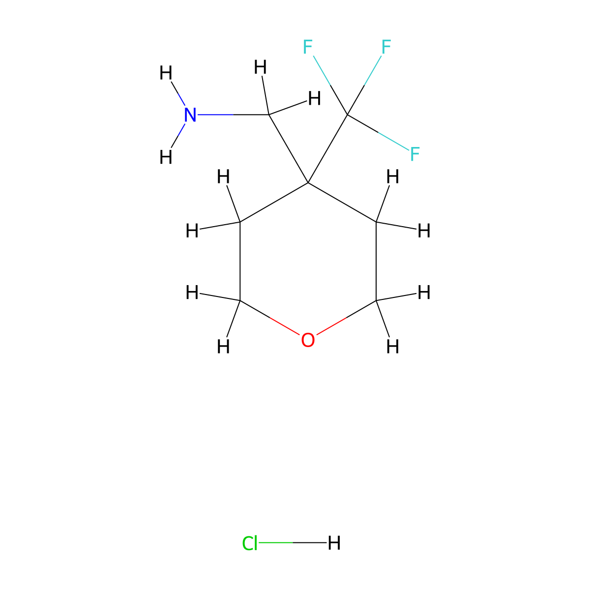 (4-(Trifluoromethyl)oxan-4-yl)methanamine hydrochloride molecular structure, CAS 2361643-96-9