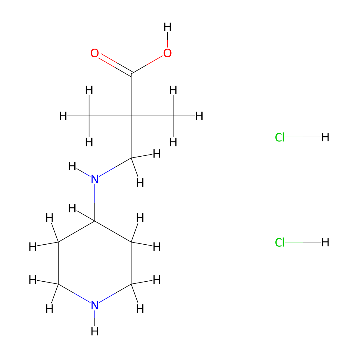 2,2-Dimethyl-3-((piperidin-4-yl)amino)propanoic acid dihydrochloride molecular structure, CAS 2361643-98-1