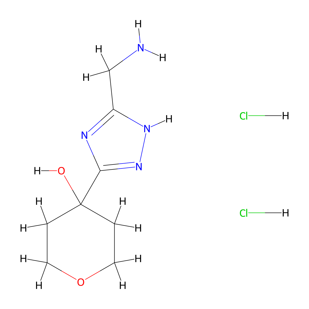 4-[5-(aminomethyl)-1H-1,2,4-triazol-3-yl]oxan-4-ol dihydrochloride molecular structure, CAS 2361643-99-2