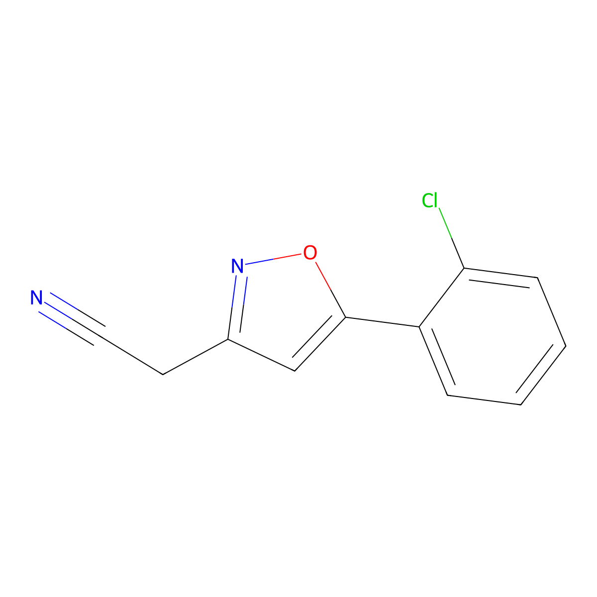 2-[5-(2-Chlorophenyl)-1,2-oxazol-3-yl]acetonitrile molecular structure, CAS 2361644-09-7