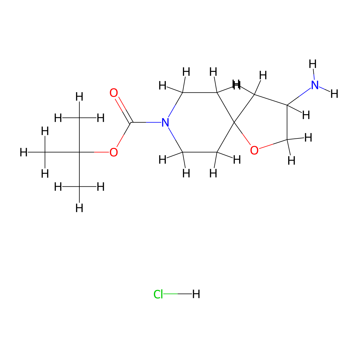Tert-butyl 3-amino-1-oxa-8-azaspiro[4.5]decane-8-carboxylate hydrochloride molecular structure, CAS 2361644-23-5