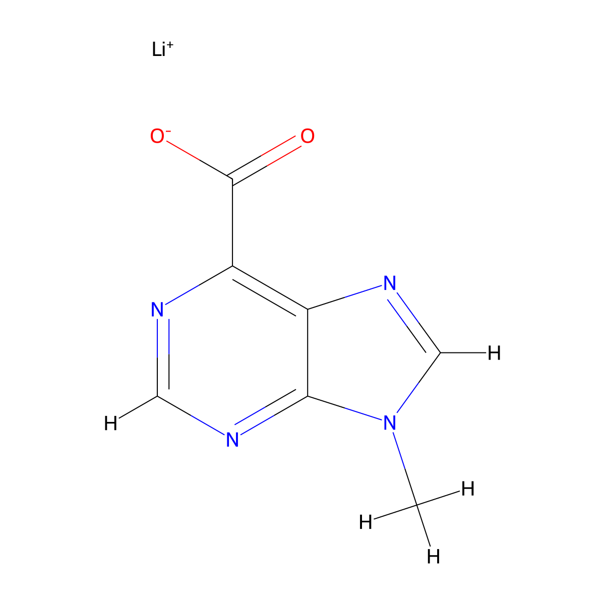 Lithium 9-methyl-9H-purine-6-carboxylate molecular structure, CAS 2361644-24-6