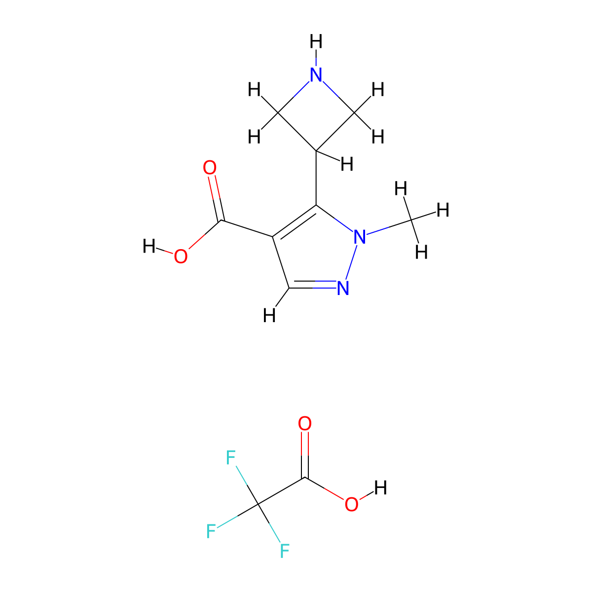 5-(Azetidin-3-yl)-1-methylpyrazole-4-carboxylic acid;2,2,2-trifluoroacetic acid molecular structure, CAS 2361644-39-3