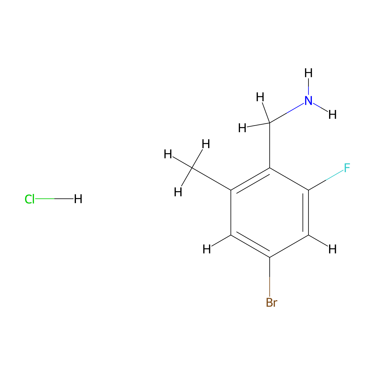(4-Bromo-2-fluoro-6-methylphenyl)methanamine hydrochloride molecular structure, CAS 2361644-43-9