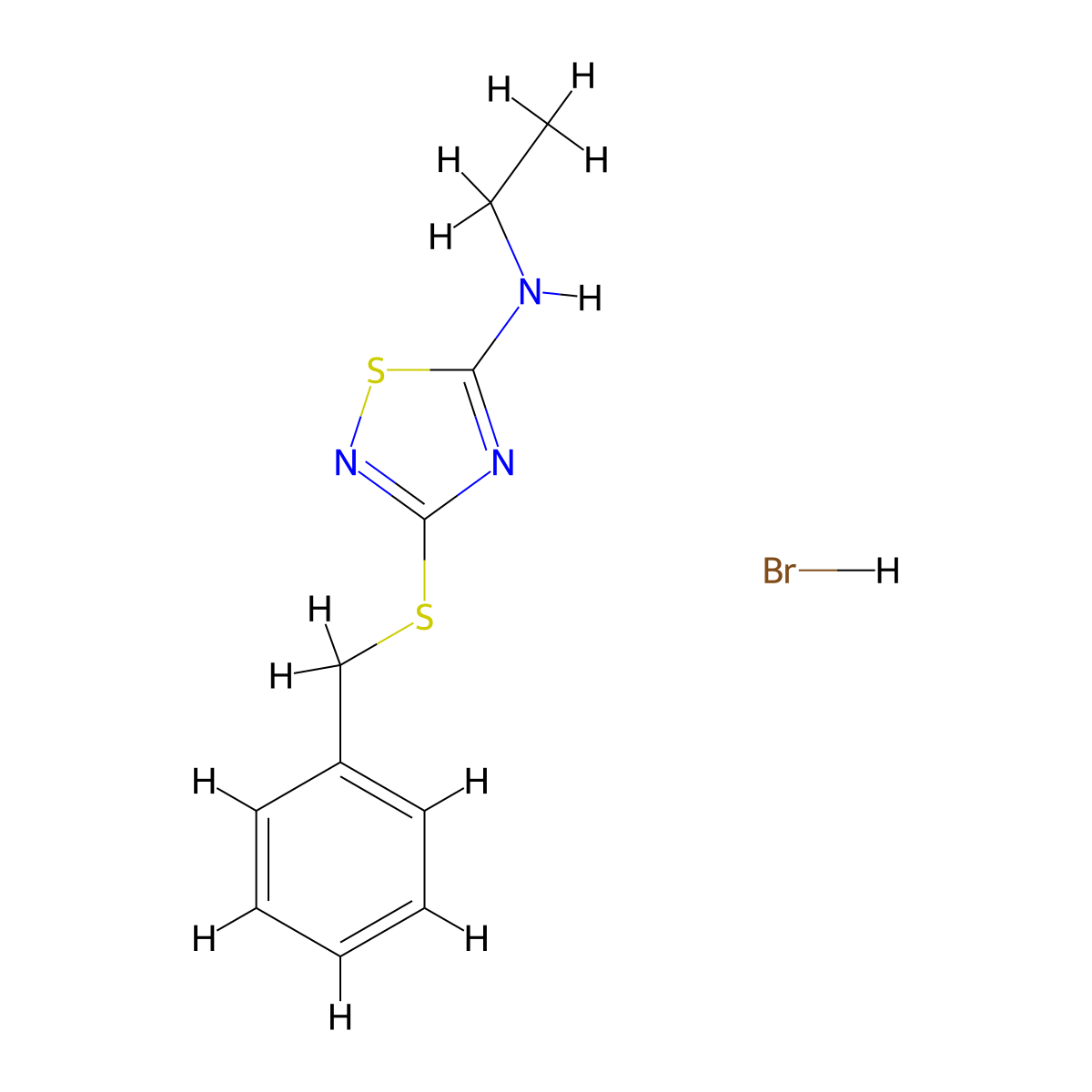 3-(benzylsulfanyl)-N-ethyl-1,2,4-thiadiazol-5-aminehydrobromide molecular structure, CAS 2361644-44-0