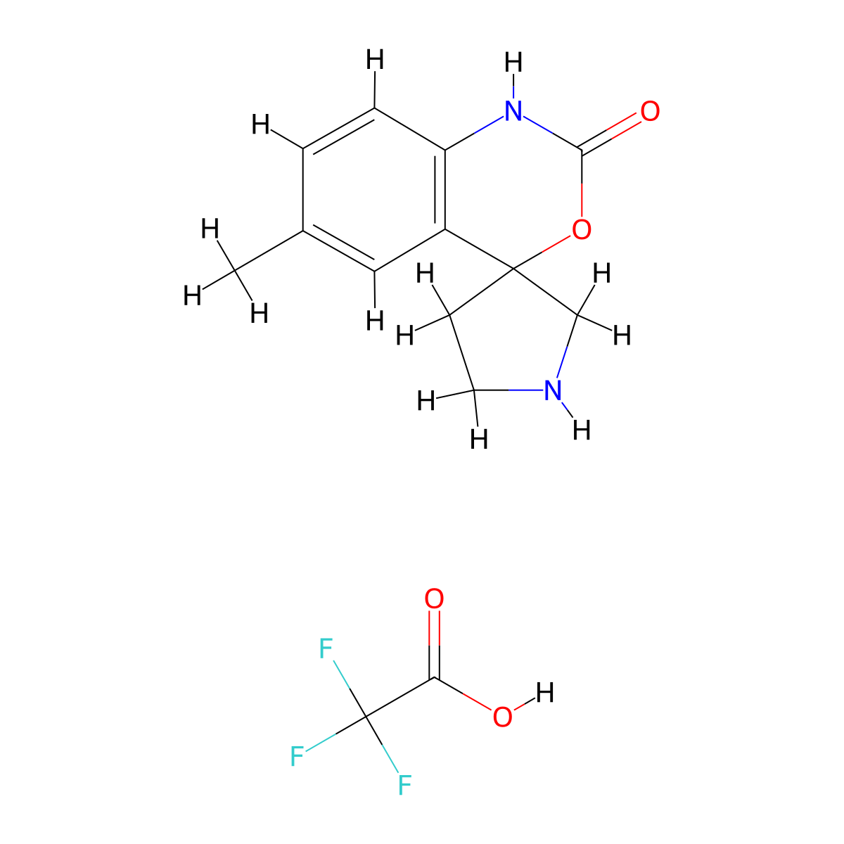 6-Methyl-1,2-dihydrospiro(3,1-benzoxazine-4,3'-pyrrolidin)-2-one; trifluoroacetic acid molecular structure, CAS 2361644-56-4