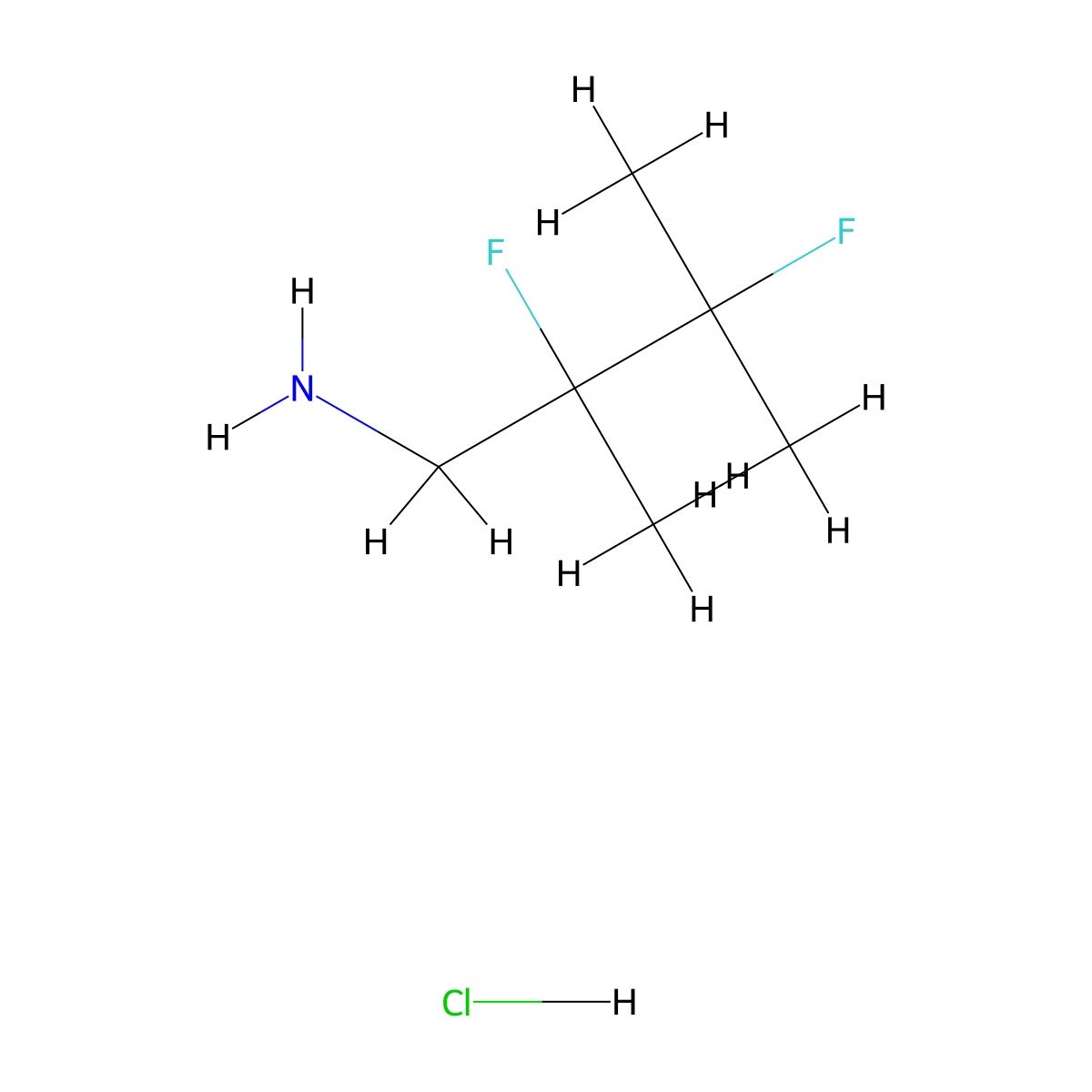 2,3-Difluoro-2,3-dimethylbutan-1-amine hydrochloride molecular structure, CAS 2361644-60-0