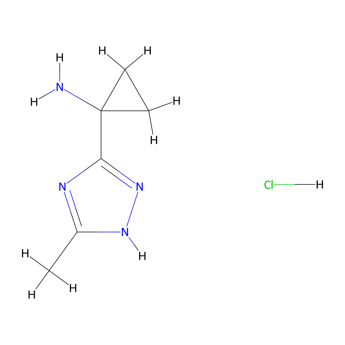 1-(5-Methyl-1H-1,2,4-triazol-3-yl)cyclopropan-1-amine;hydrochloride molecular structure, CAS 2361644-61-1