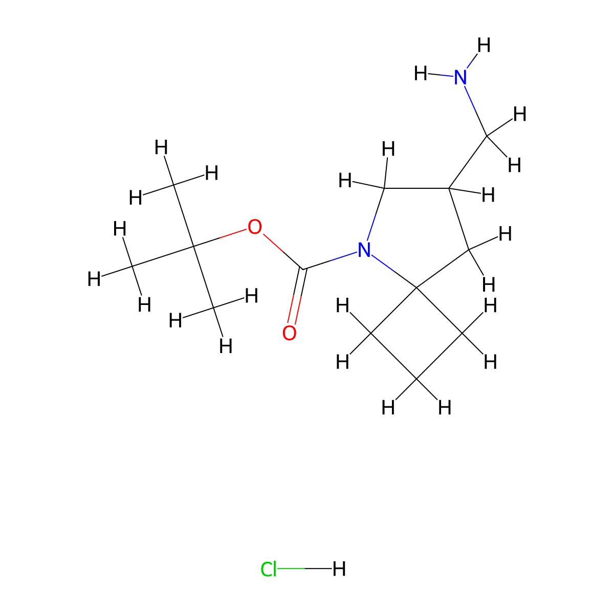 Tert-butyl 7-(aminomethyl)-5-azaspiro[3.4]octane-5-carboxylate hydrochloride molecular structure, CAS 2361644-63-3