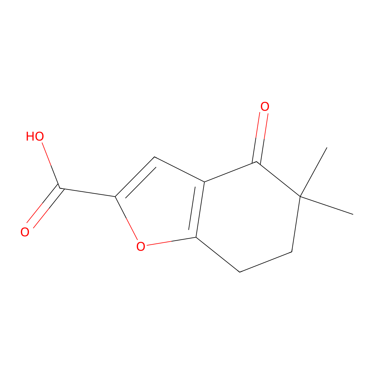 5,5-Dimethyl-4-oxo-4,5,6,7-tetrahydro-1-benzofuran-2-carboxylic acid molecular structure, CAS 2361644-65-5