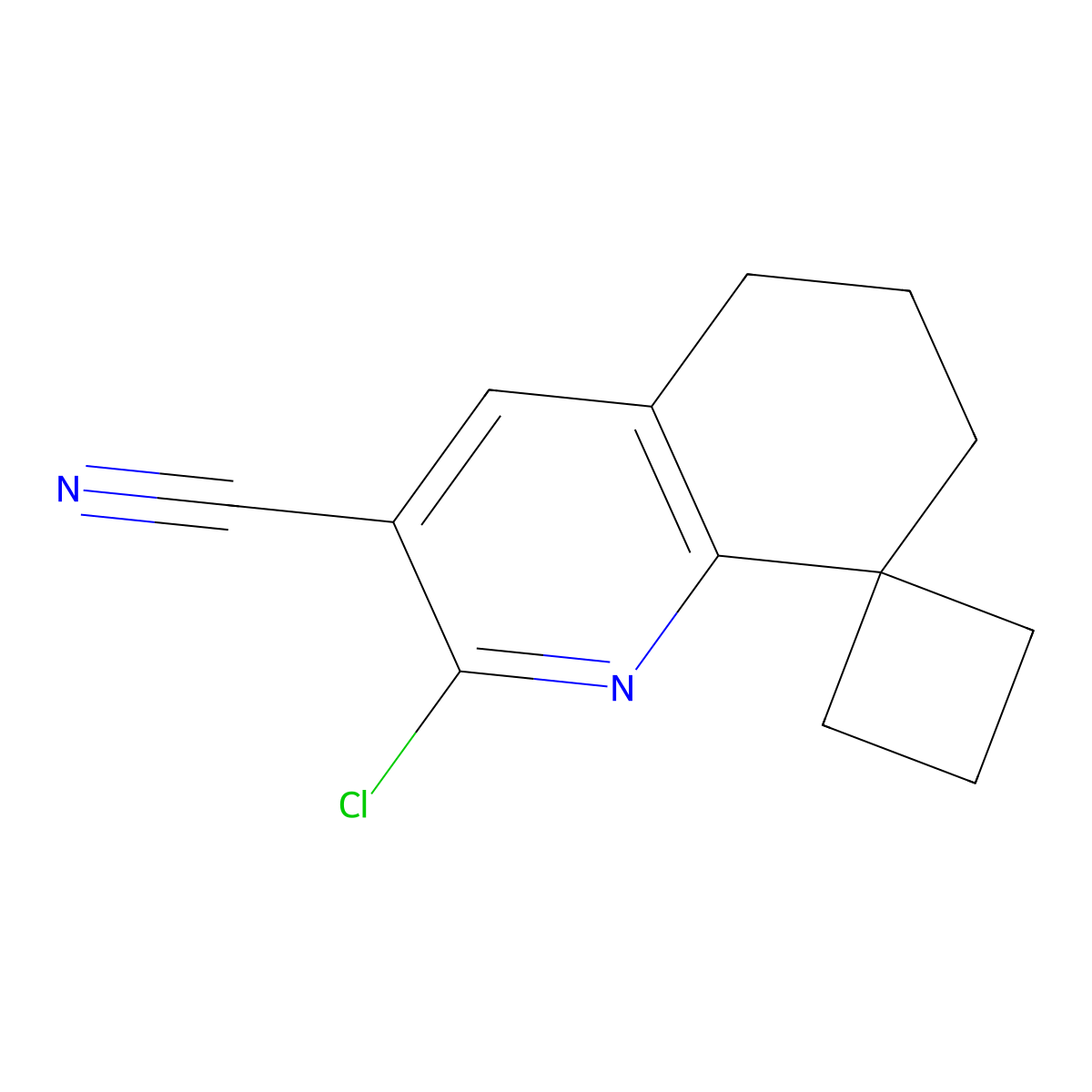 2'-chloro-6',7'-dihydro-5'H-spiro[cyclobutane-1,8'-quinoline]-3'-carbonitrile molecular structure, CAS 2361644-67-7