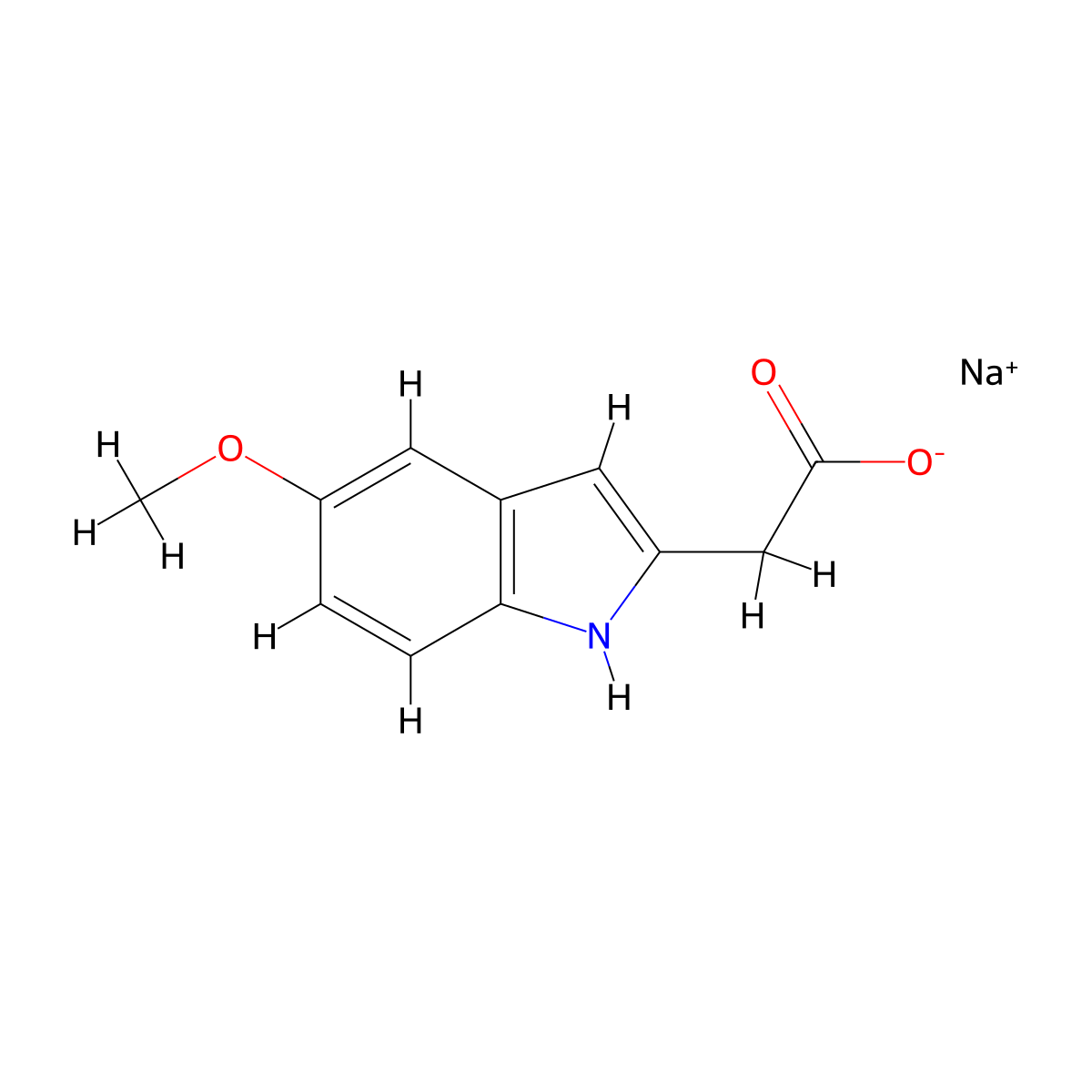 sodium 2-(5-methoxy-1H-indol-2-yl)acetate molecular structure, CAS 2361644-70-2