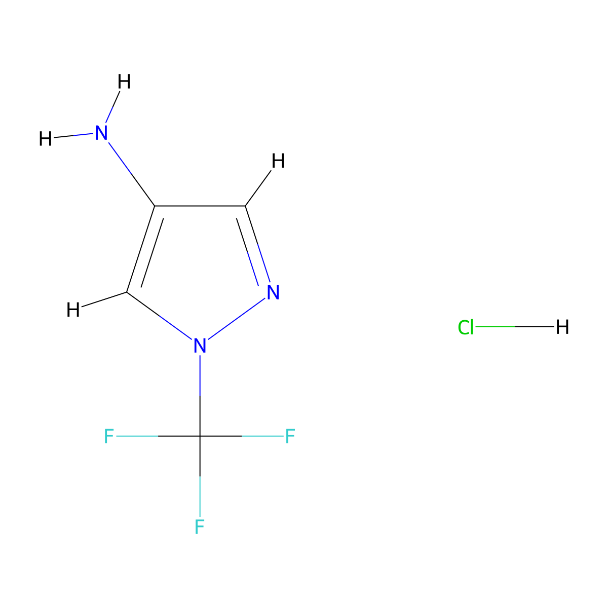 1-(trifluoromethyl)-1H-pyrazol-4-amine hydrochloride molecular structure, CAS 2361644-76-8