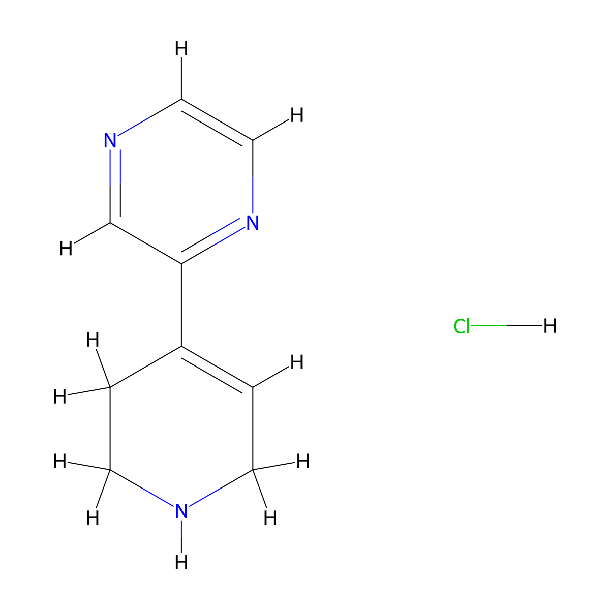 2-(1,2,3,6-Tetrahydropyridin-4-yl)pyrazine hydrochloride molecular structure, CAS 2361644-77-9