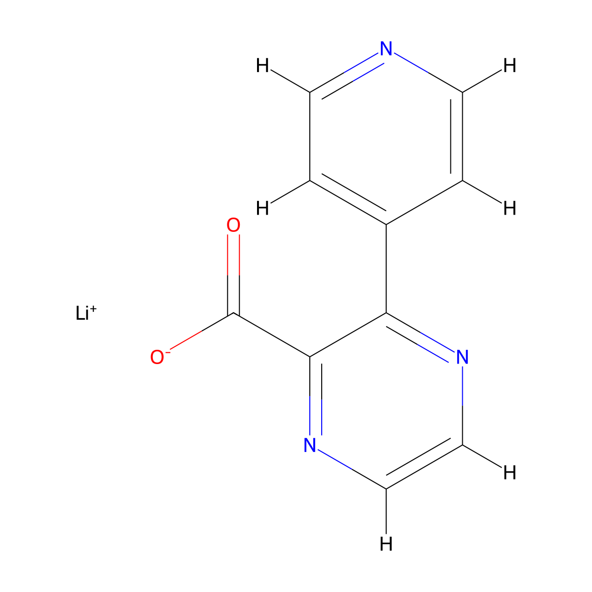 Lithium;3-pyridin-4-ylpyrazine-2-carboxylate molecular structure, CAS 2361644-94-0