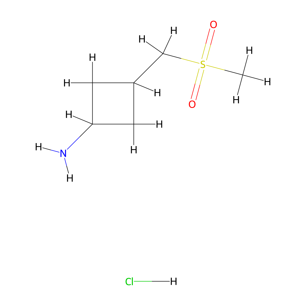 3-(Methanesulfonylmethyl)cyclobutan-1-amine hydrochloride molecular structure, CAS 2361645-05-6