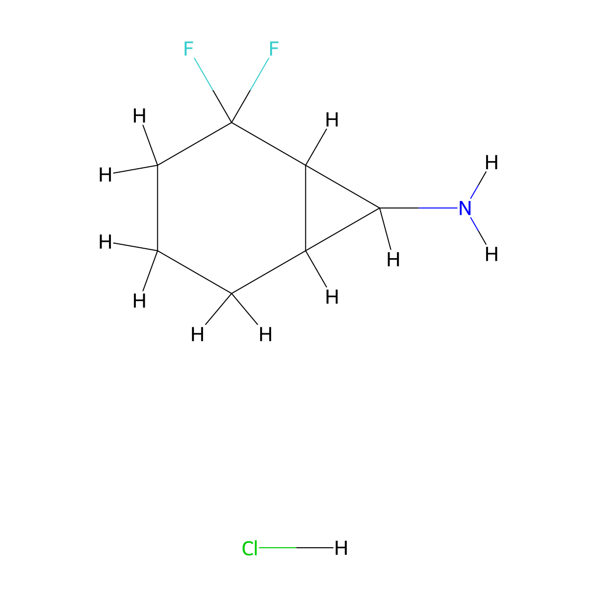 2,2-Difluorobicyclo[4.1.0]heptan-7-amine hydrochloride molecular structure, CAS 2361645-08-9