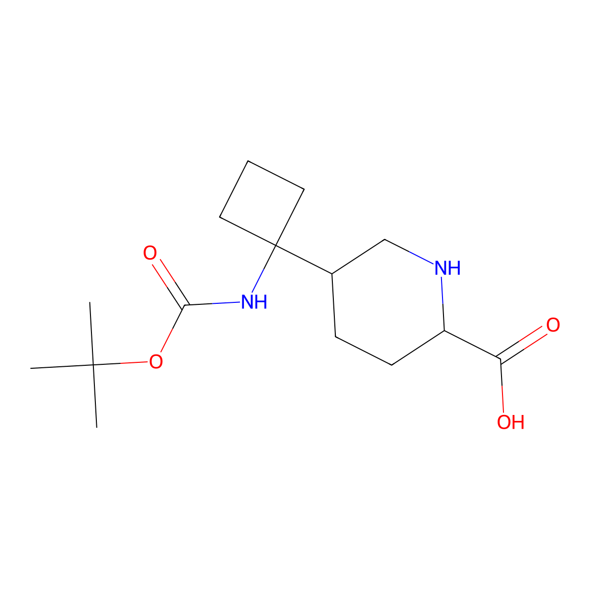 5-(1-{[(Tert-butoxy)carbonyl]amino}cyclobutyl)piperidine-2-carboxylic acid molecular structure, CAS 2361645-09-0