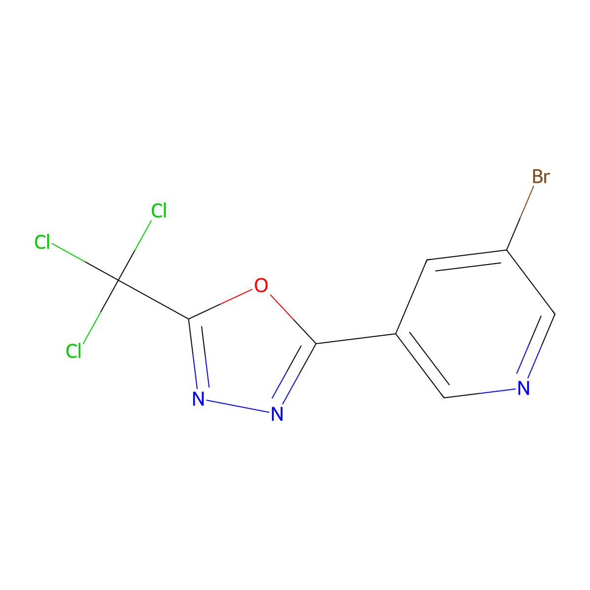 3-Bromo-5-[5-(trichloromethyl)-1,3,4-oxadiazol-2-yl]pyridine molecular structure, CAS 2361645-10-3